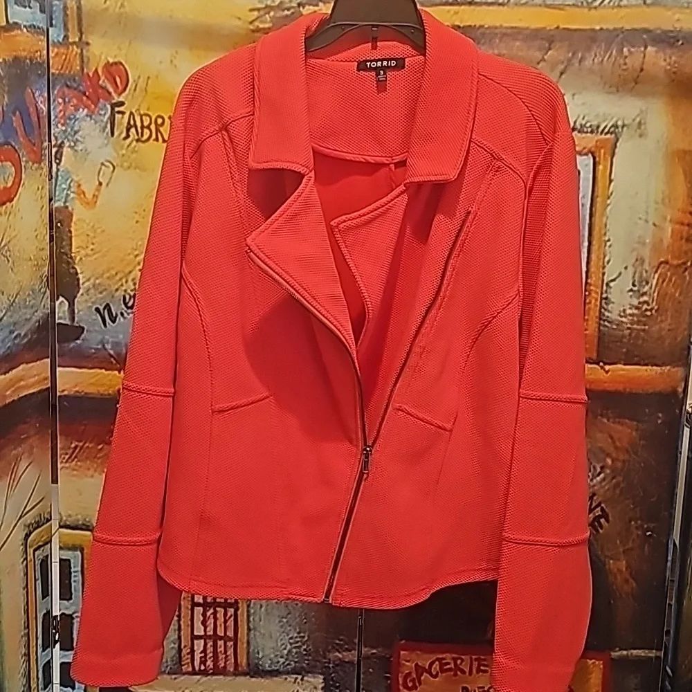 Torrid 3xl Salmon Colored Jacket EUC - Picture 3 of 4